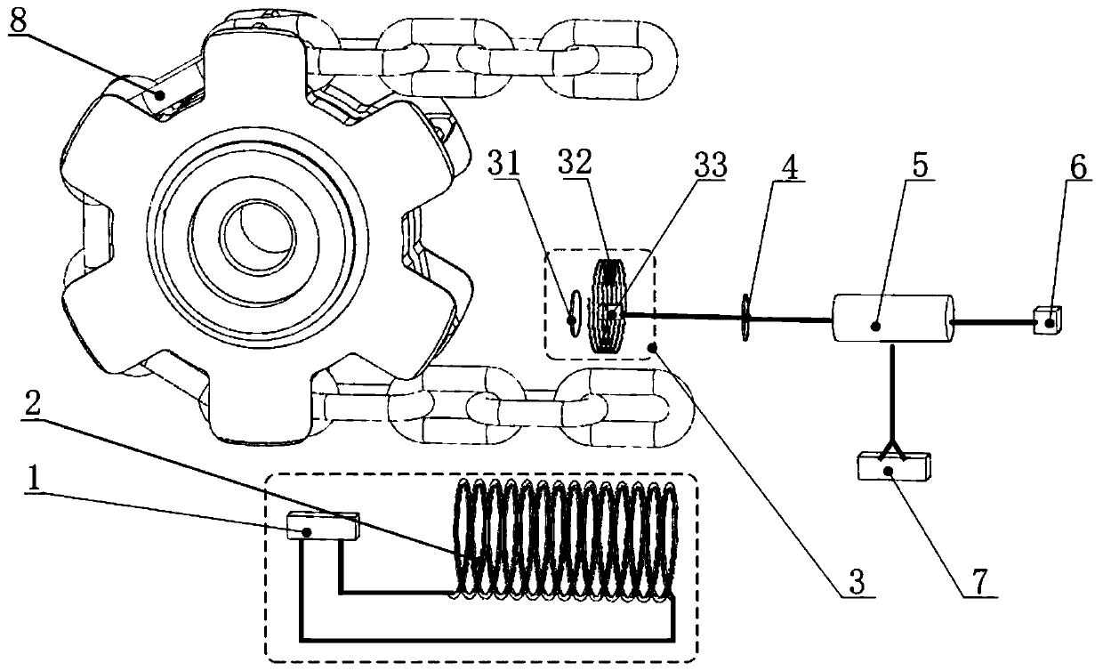 Fully-mechanized mining face scraper conveyor chain state detection device and method