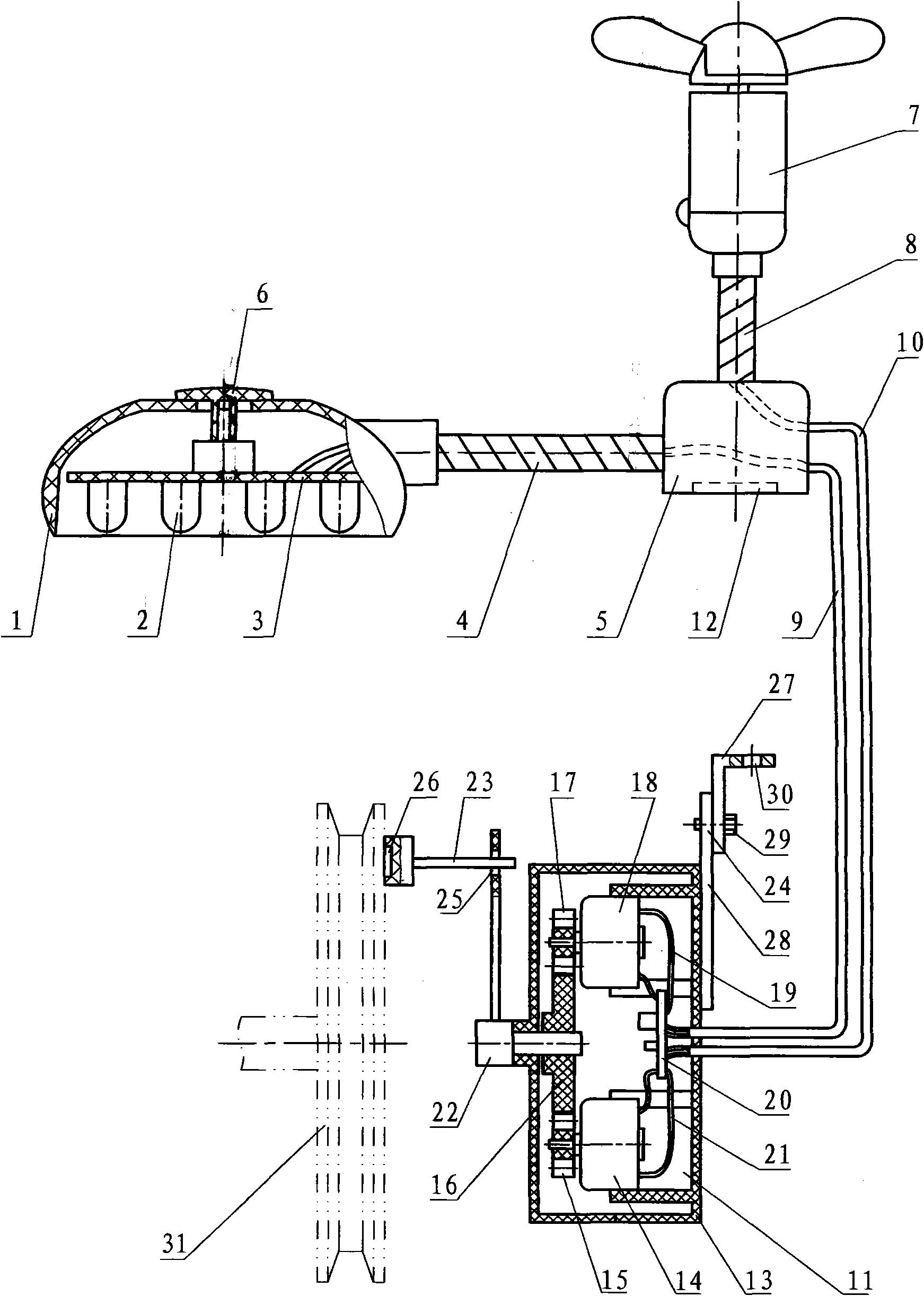 Fan lamp of self-generating sewing machine