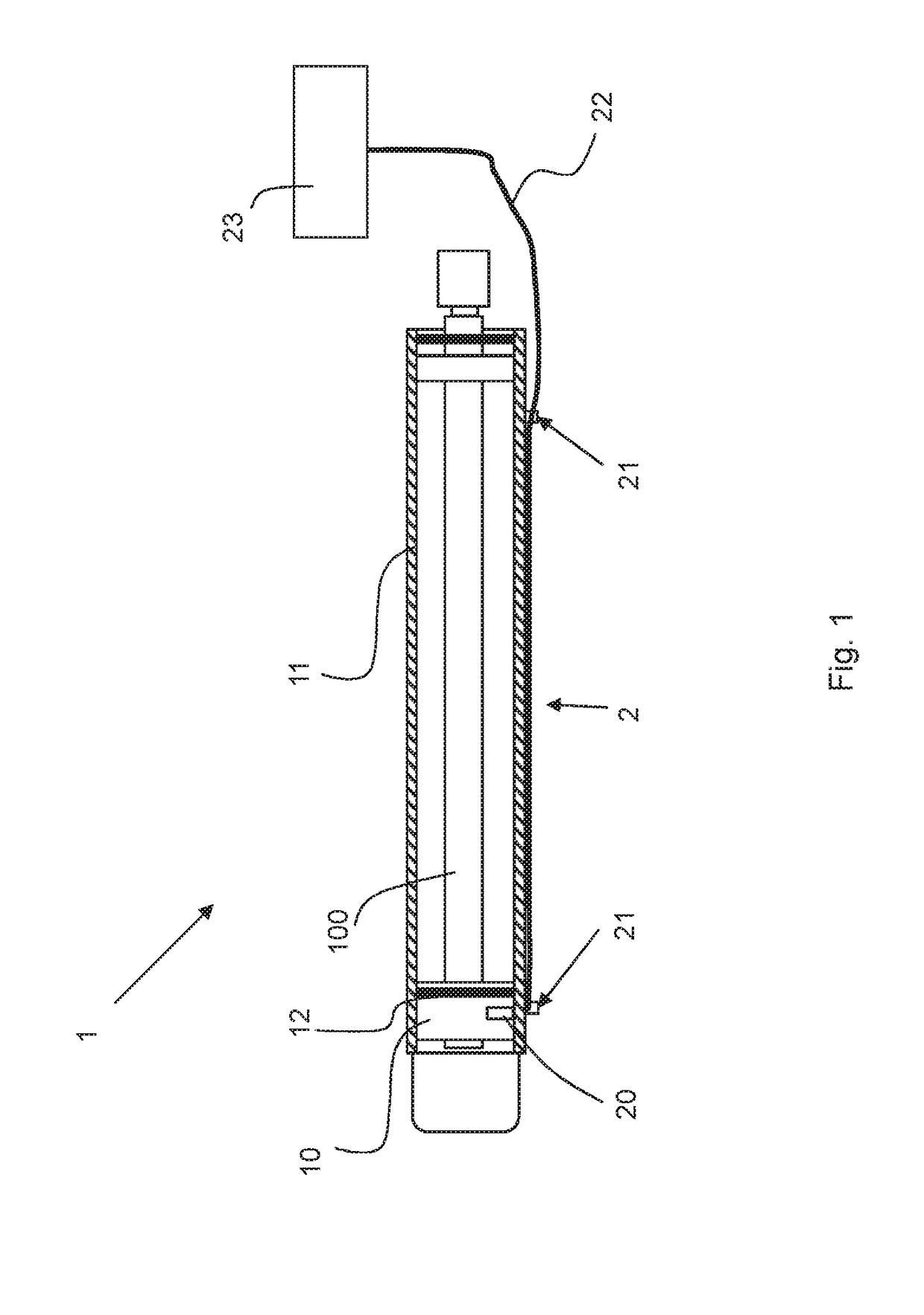 Piston cylinder system with at least one tubular element