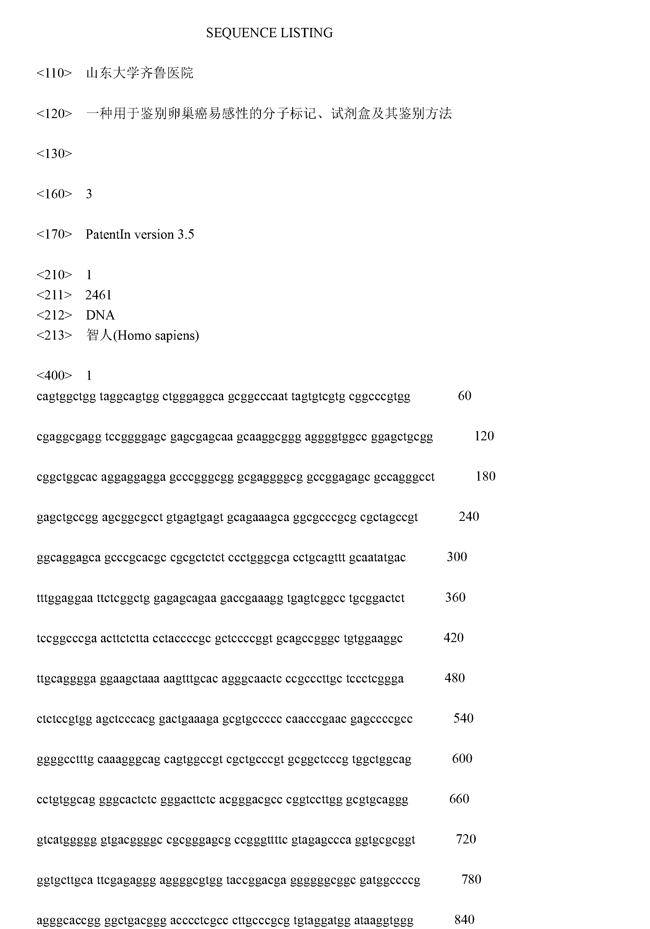 Molecular marker for identifying susceptibility of ovarian cancer, kit and identifying method thereof