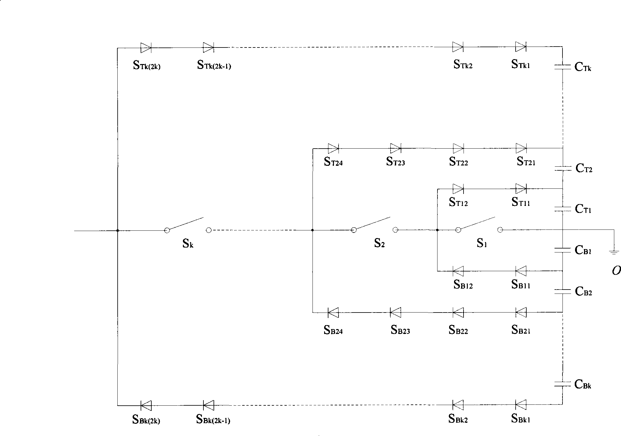 Multi-level rectifying T type converter topology structure