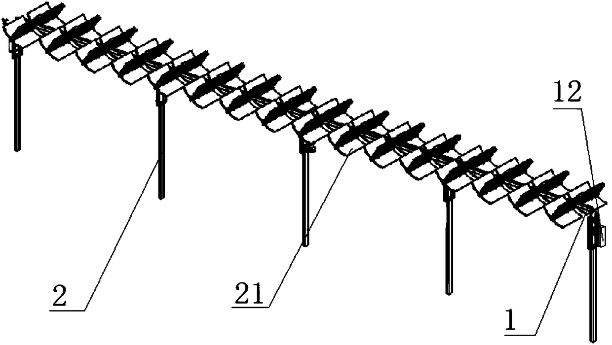 Full-spectrum efficiently utilized low-magnification double-axis photovoltaic power generation device