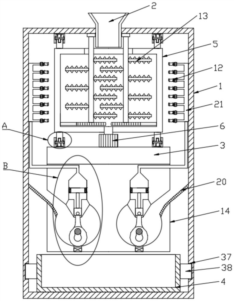 Raw material grinding device for traditional Chinese medicinal material processing