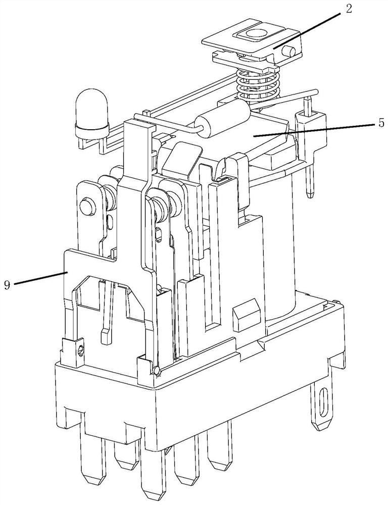 Electromagnetic relay with button buffer mechanism