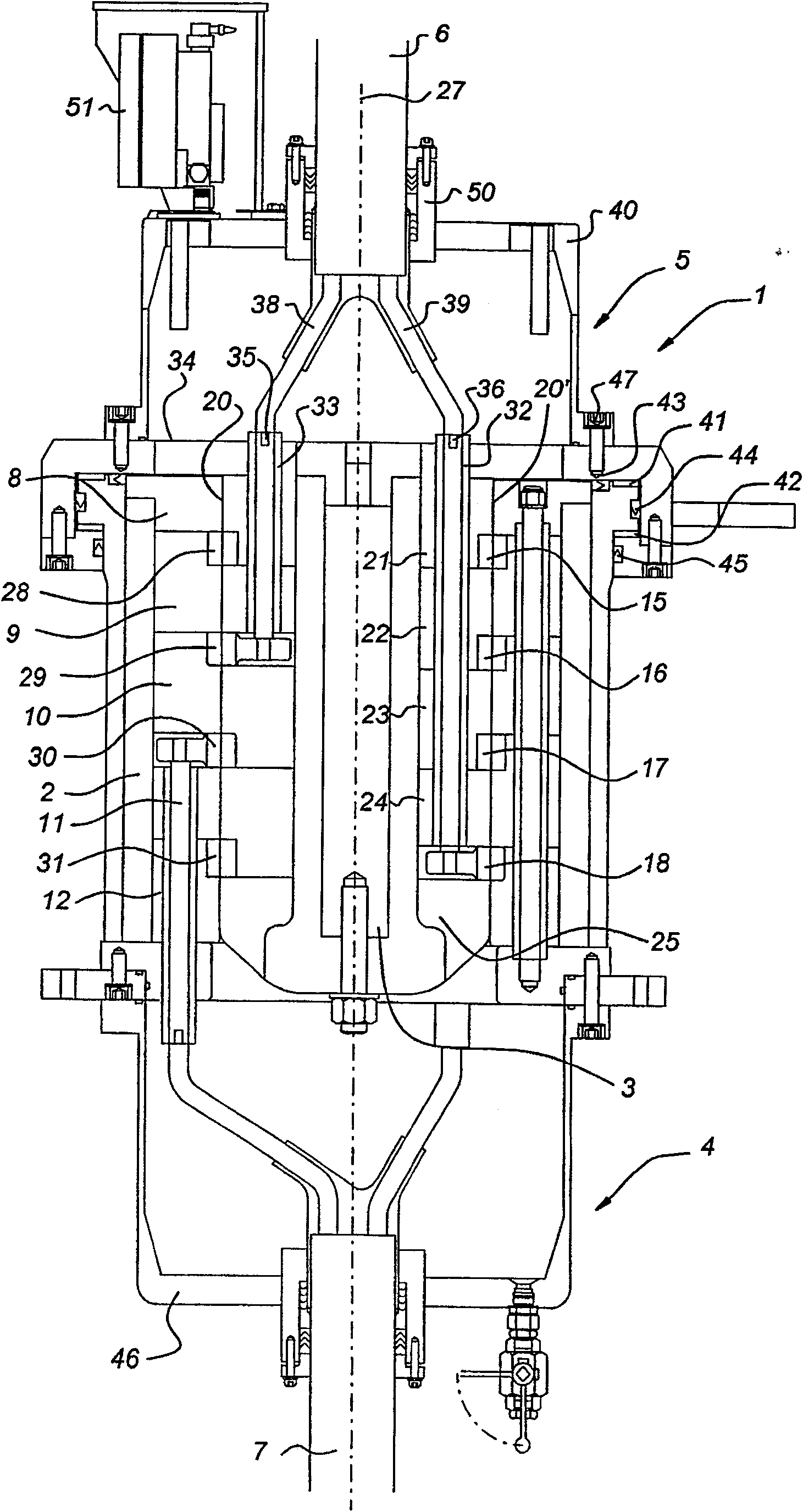 High pressure or middle pressure rotating connector and marine structure