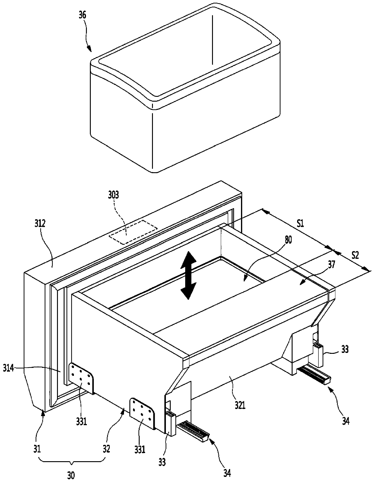 Refrigerator and elevation device for refrigerator