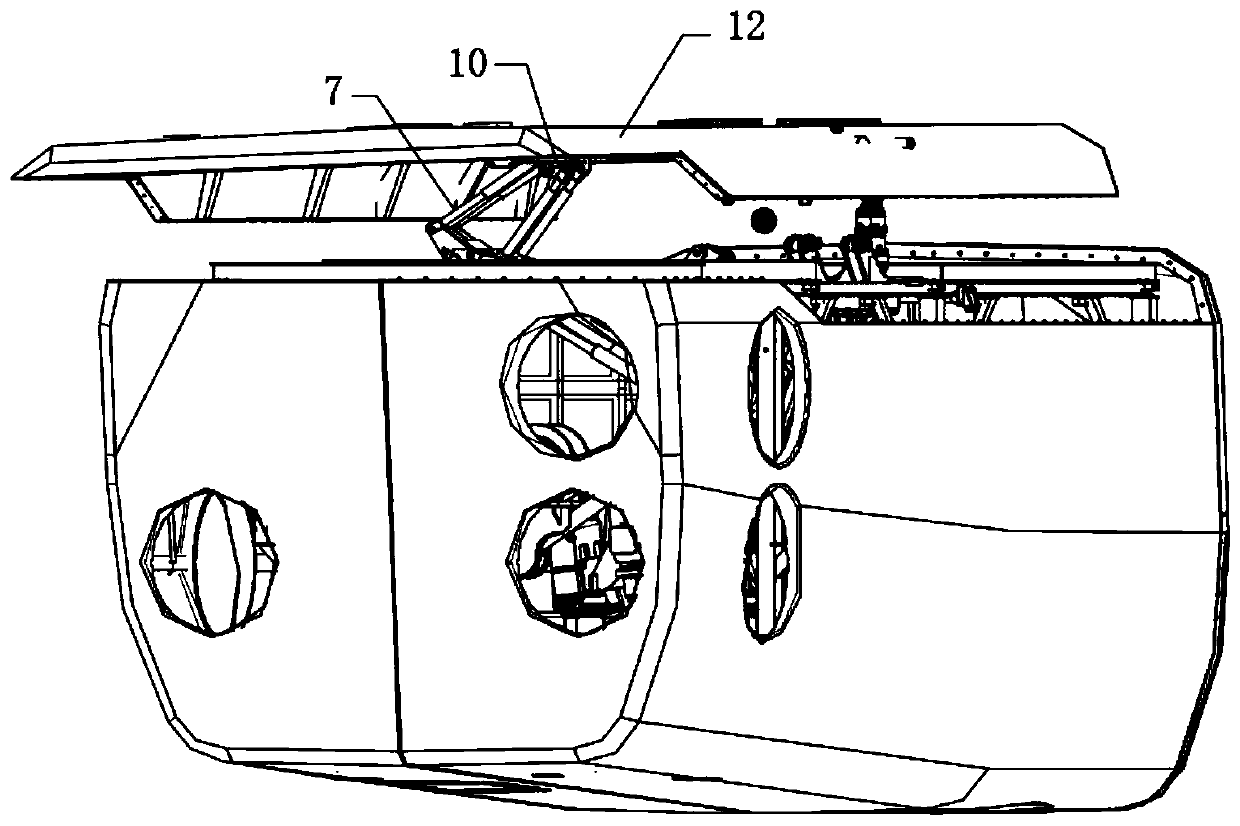 Fan cabin cover opening device and opening method thereof