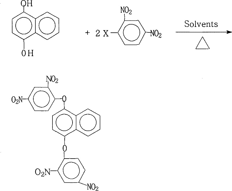 Method for preparing 1,4-di(2,4-dinitrophenoxy)naphthalene