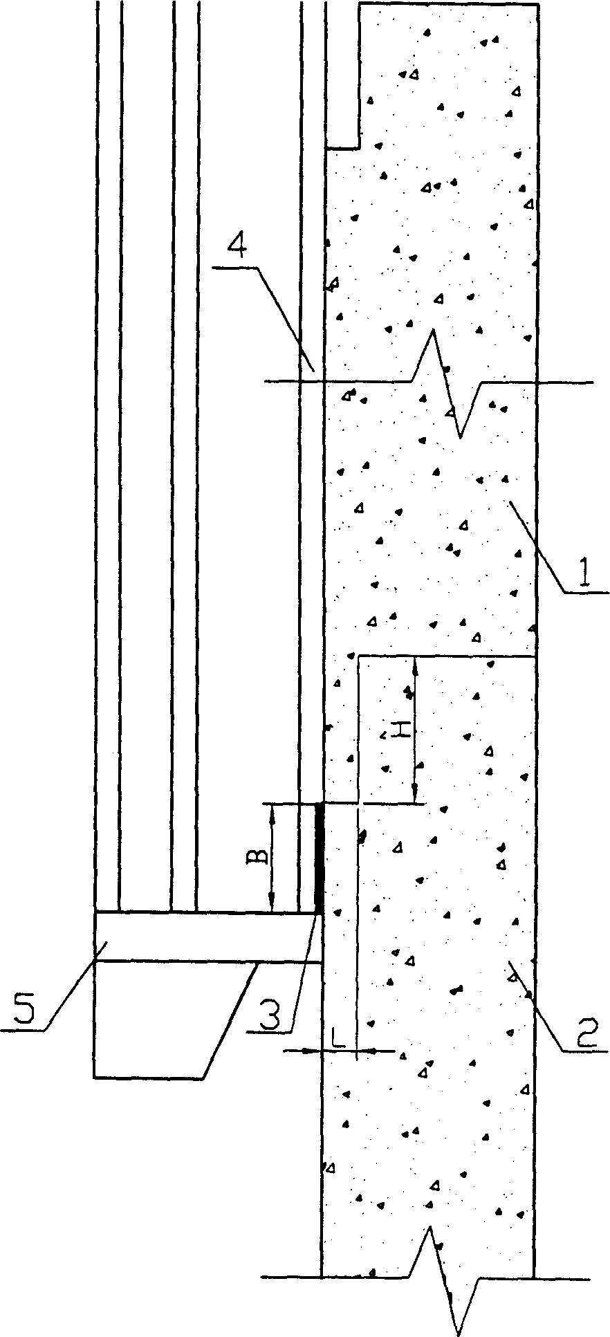 Method for jointing concrete between upper and lower layers of wall body in concrete