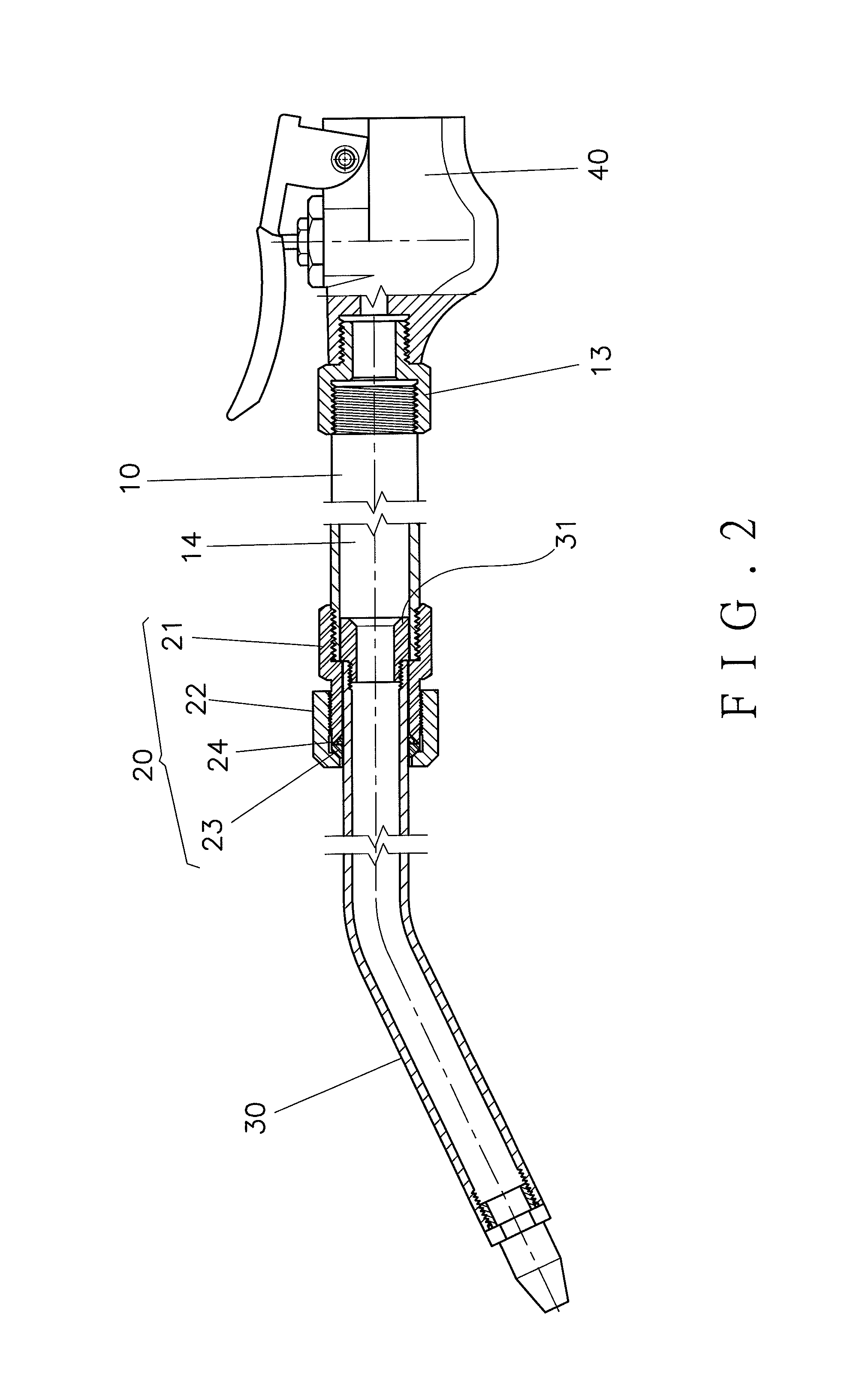 Retractable pipe structure of air blow gun