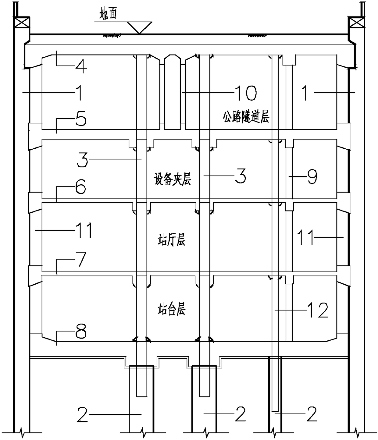 Construction method for subway stations in combined construction of highway and subway