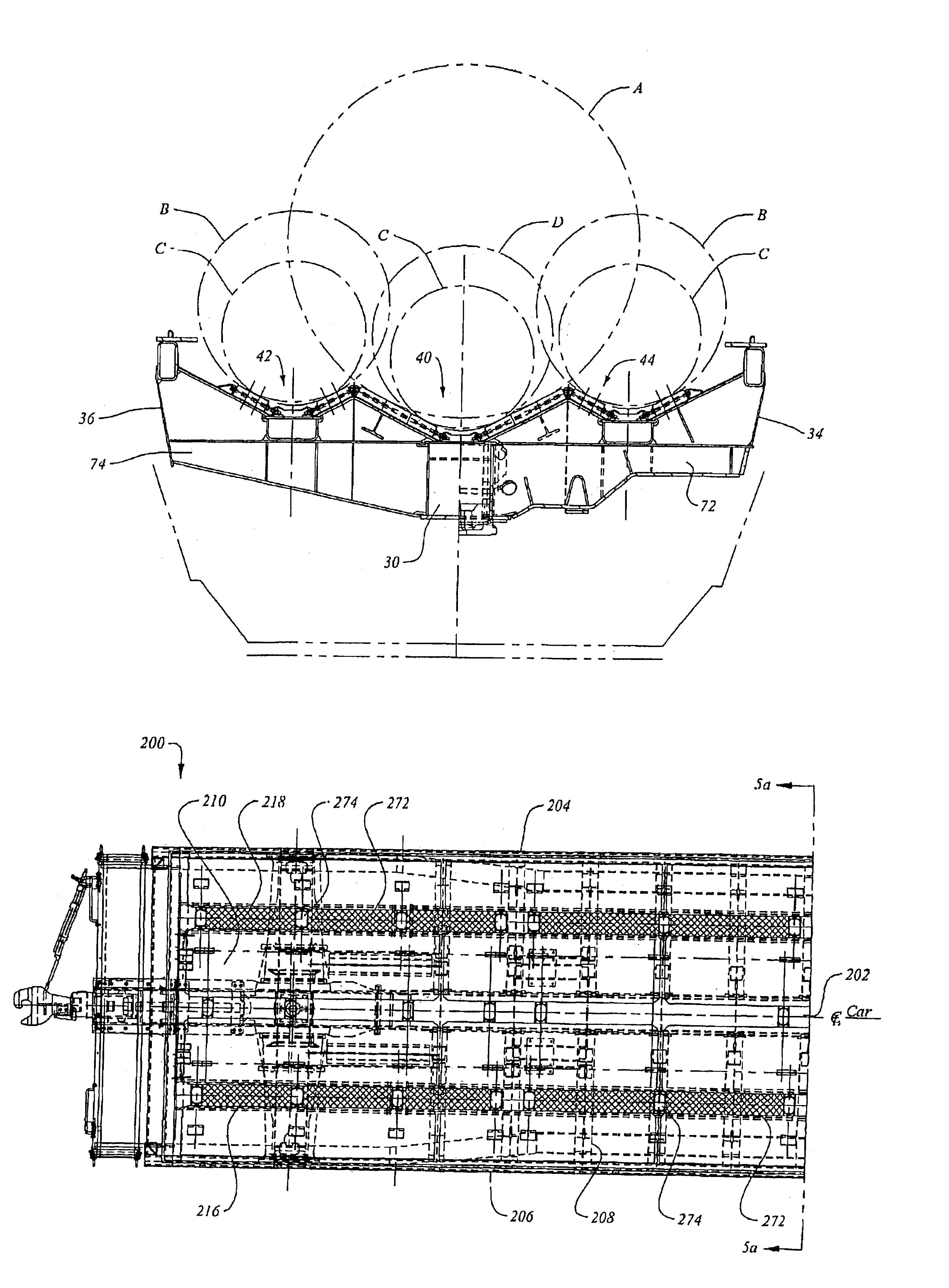 Coil car with internal walkway