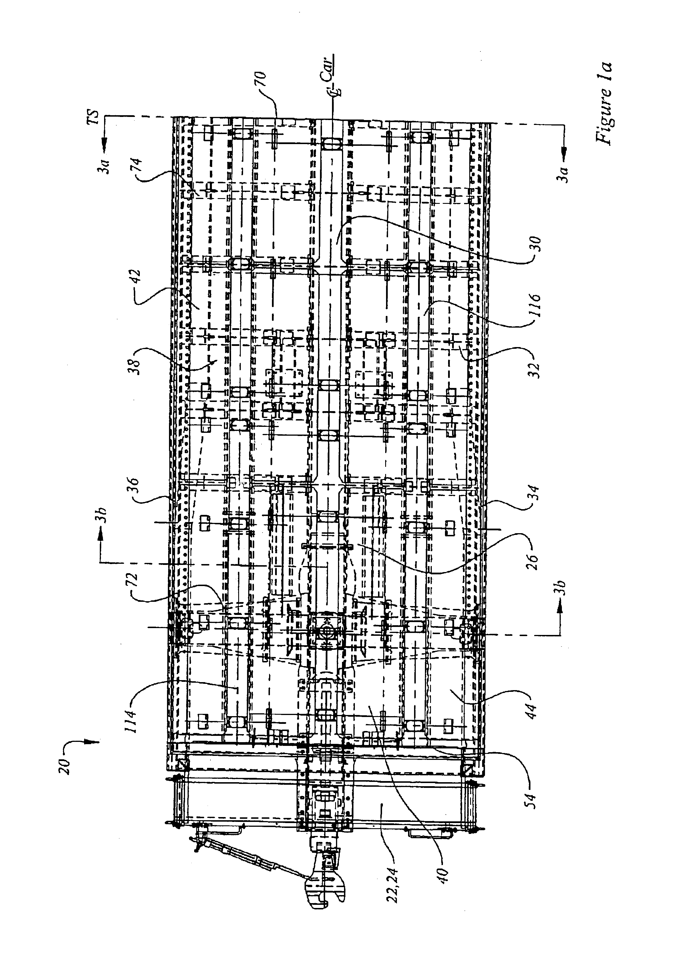 Coil car with internal walkway