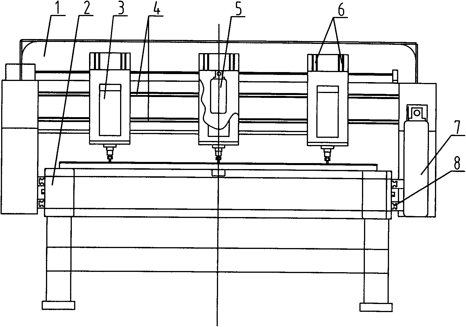 Multihead synchronous or asynchronous carving (drilling) milling numerical control processing equipment