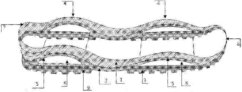 TPU damping soles for heads and tail parts of functional shoes