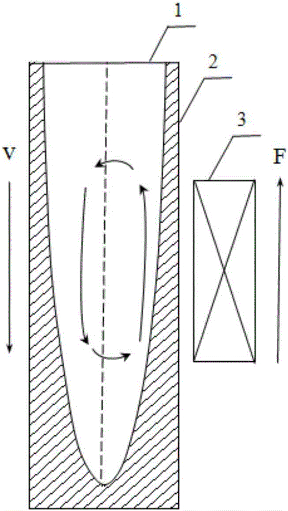 Vertical electromagnetic stirring method for controlling casting blank center quality