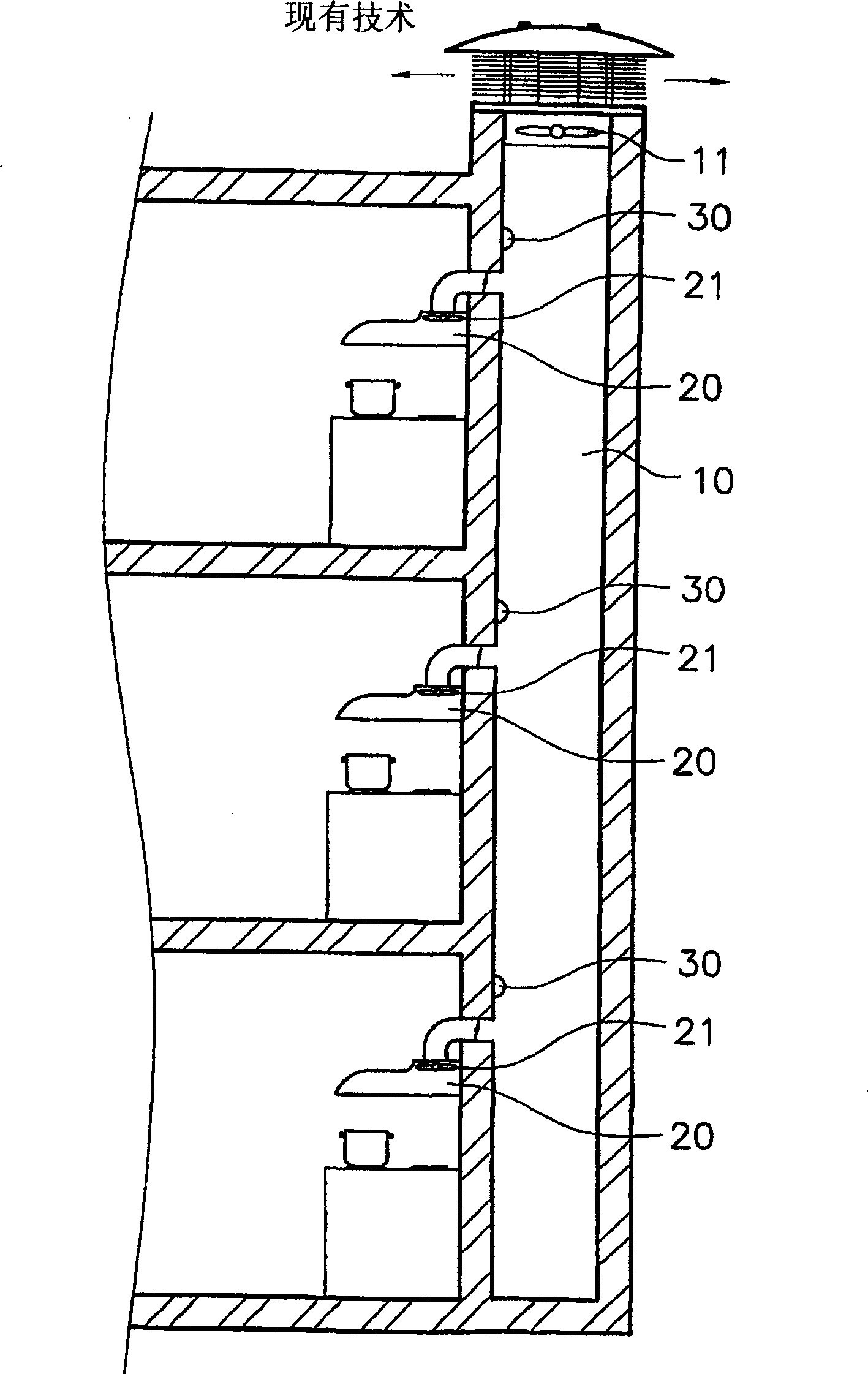 Kitchen ventilation system with fan having positive pressure-to-output characteristic applied thereto