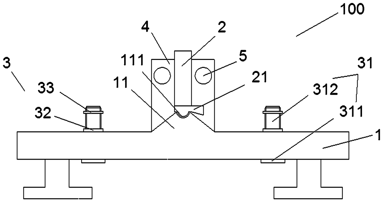 Stamping tool for semi-arc parts on torsional arms of middle and two ends of reset torsional spring