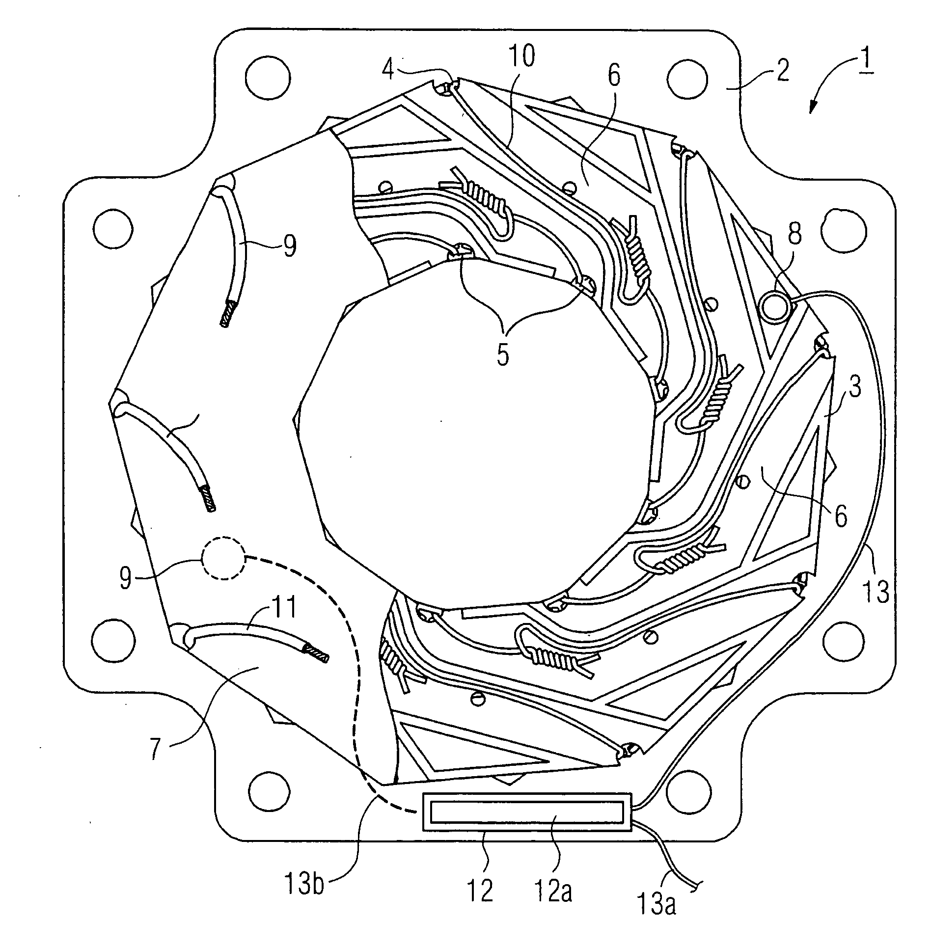 Electric machine with a winding support assembly and a measuring system