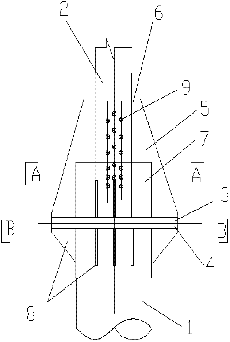 A connecting joint of steel pipe variable angle steel in steel pipe tower of transmission line