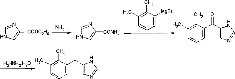 Method for preparing detomidine and the intermediate thereof