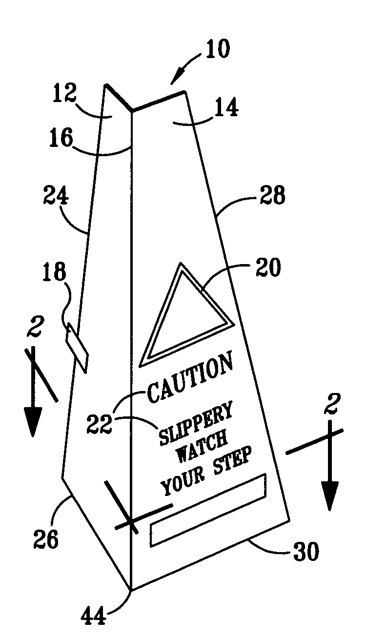 Disposable hazard warning and spill pick-up kit