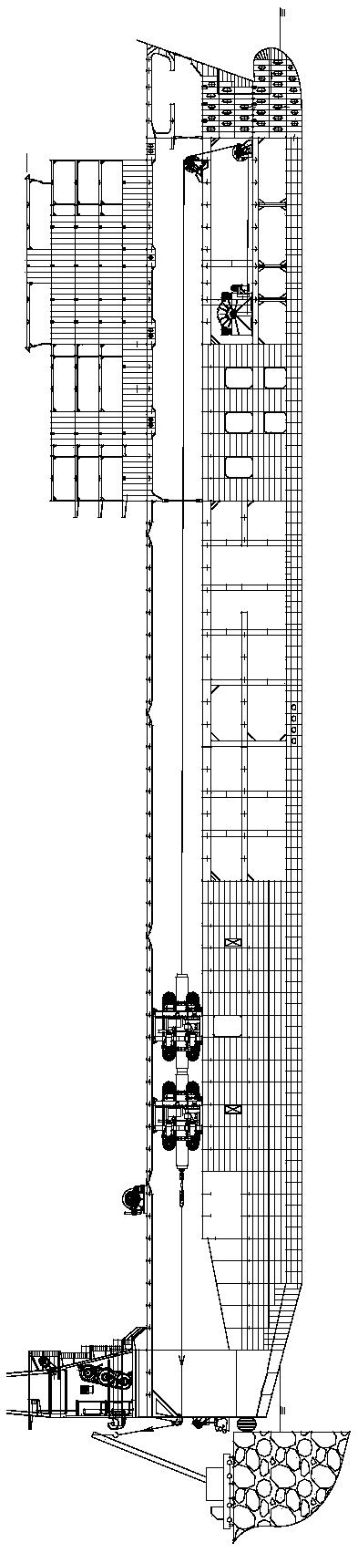 A pipeline towing system for load testing on a ship's hull