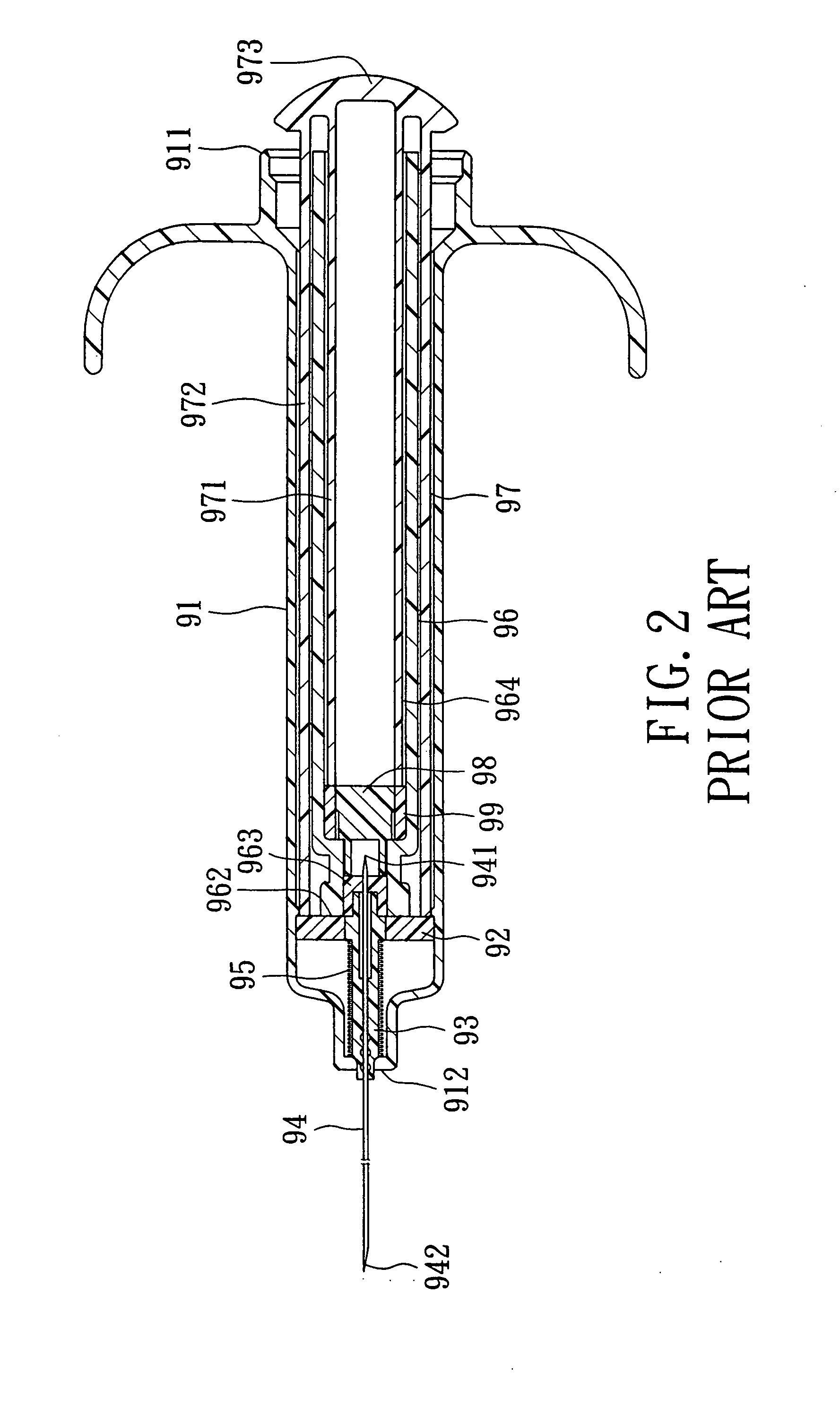 Disposable syringe with built-in carpule