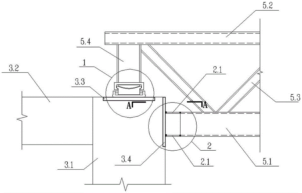 Dragline curtain wall support system with steel truss at top and construction method thereof