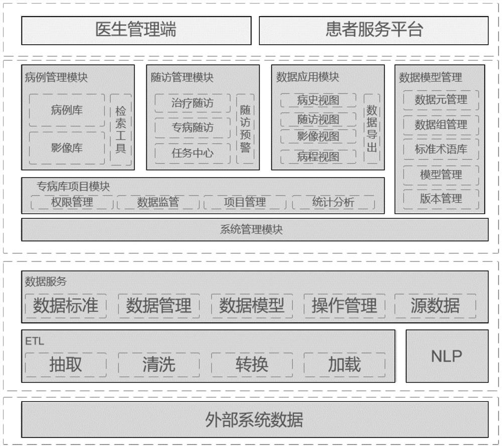 Dermatological department clinical special disease database construction method and system