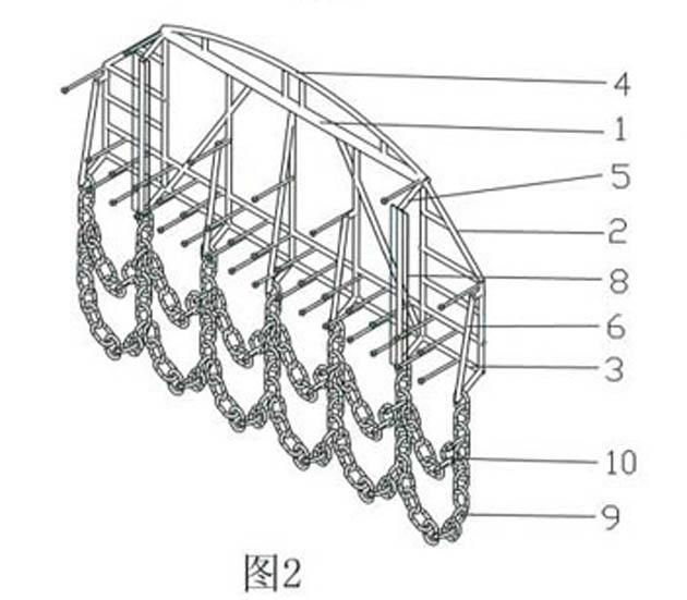 Patinopecten yessoensis beam trawlnet with elastic teeth