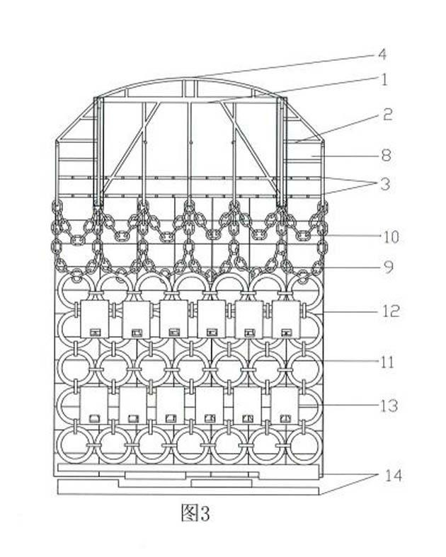 Patinopecten yessoensis beam trawlnet with elastic teeth