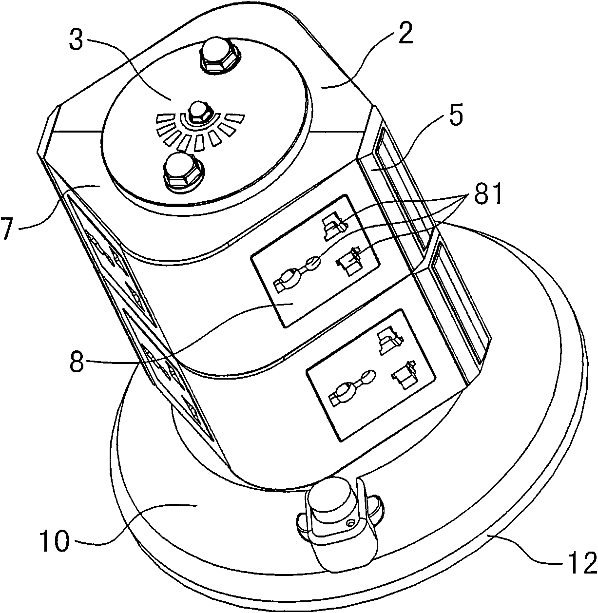 Vertical type multifunctional movable socket