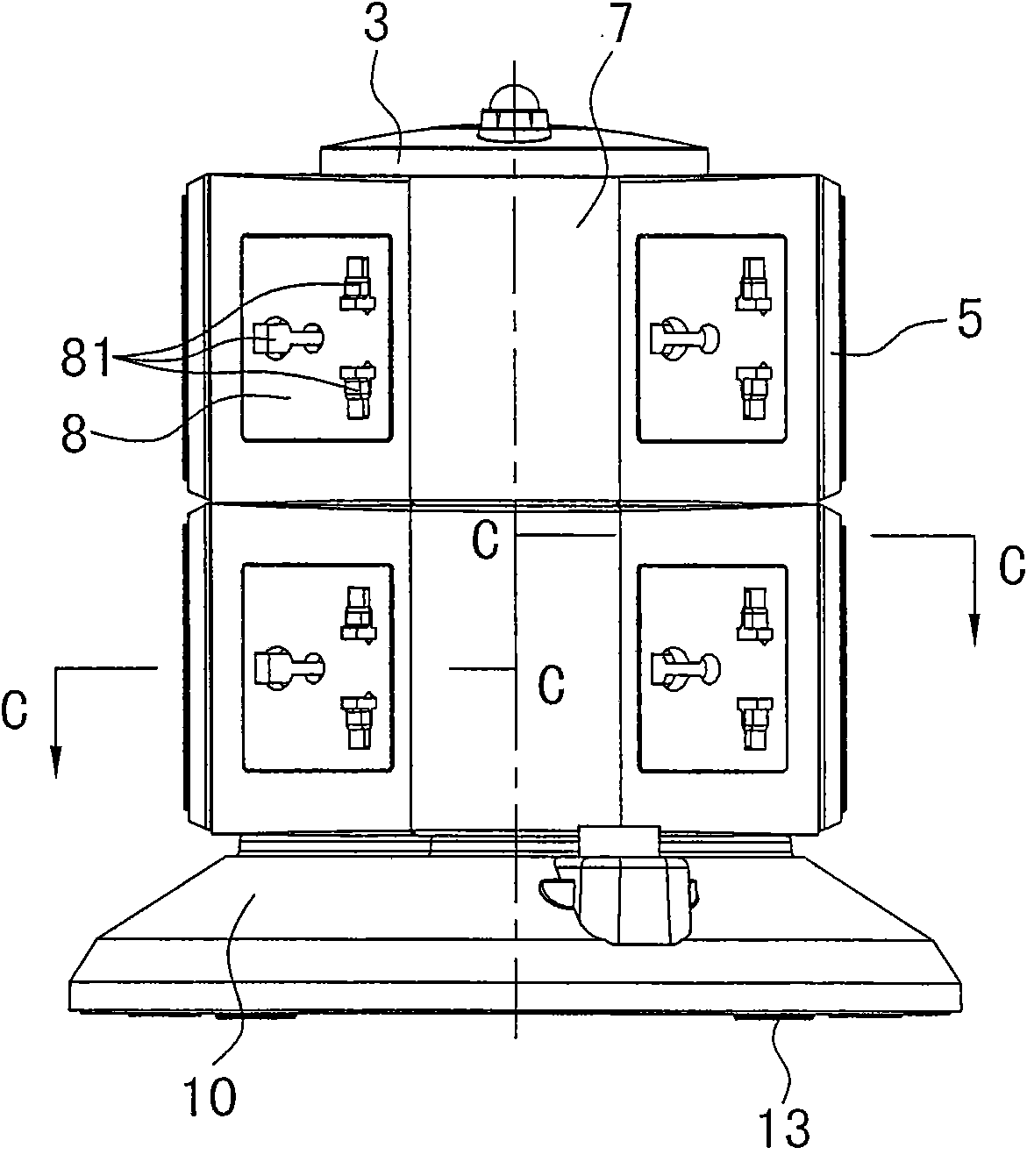 Vertical type multifunctional movable socket