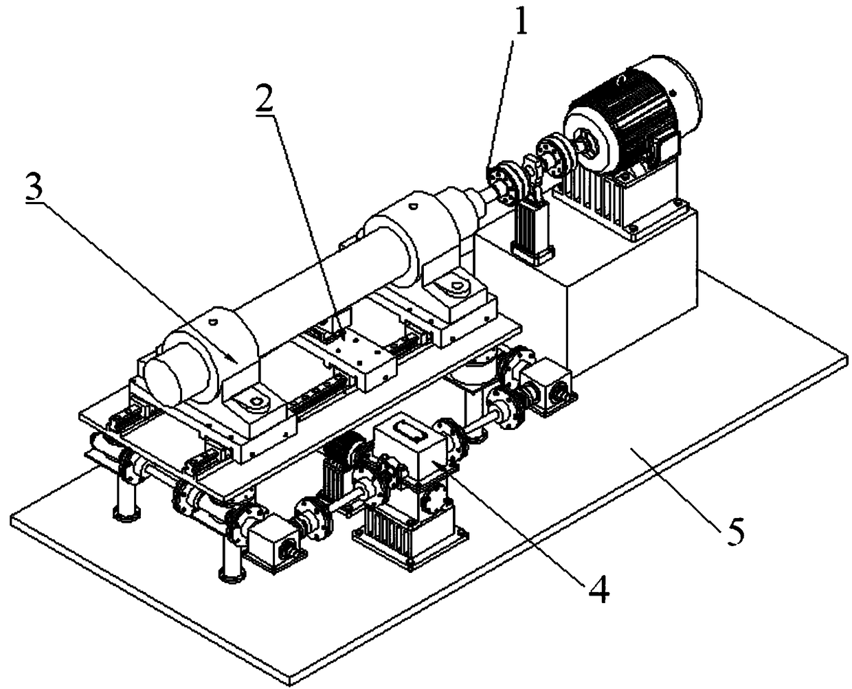 Large-shaft-diameter sliding bearing set tribology performance test stand with adjustable space under movable loads