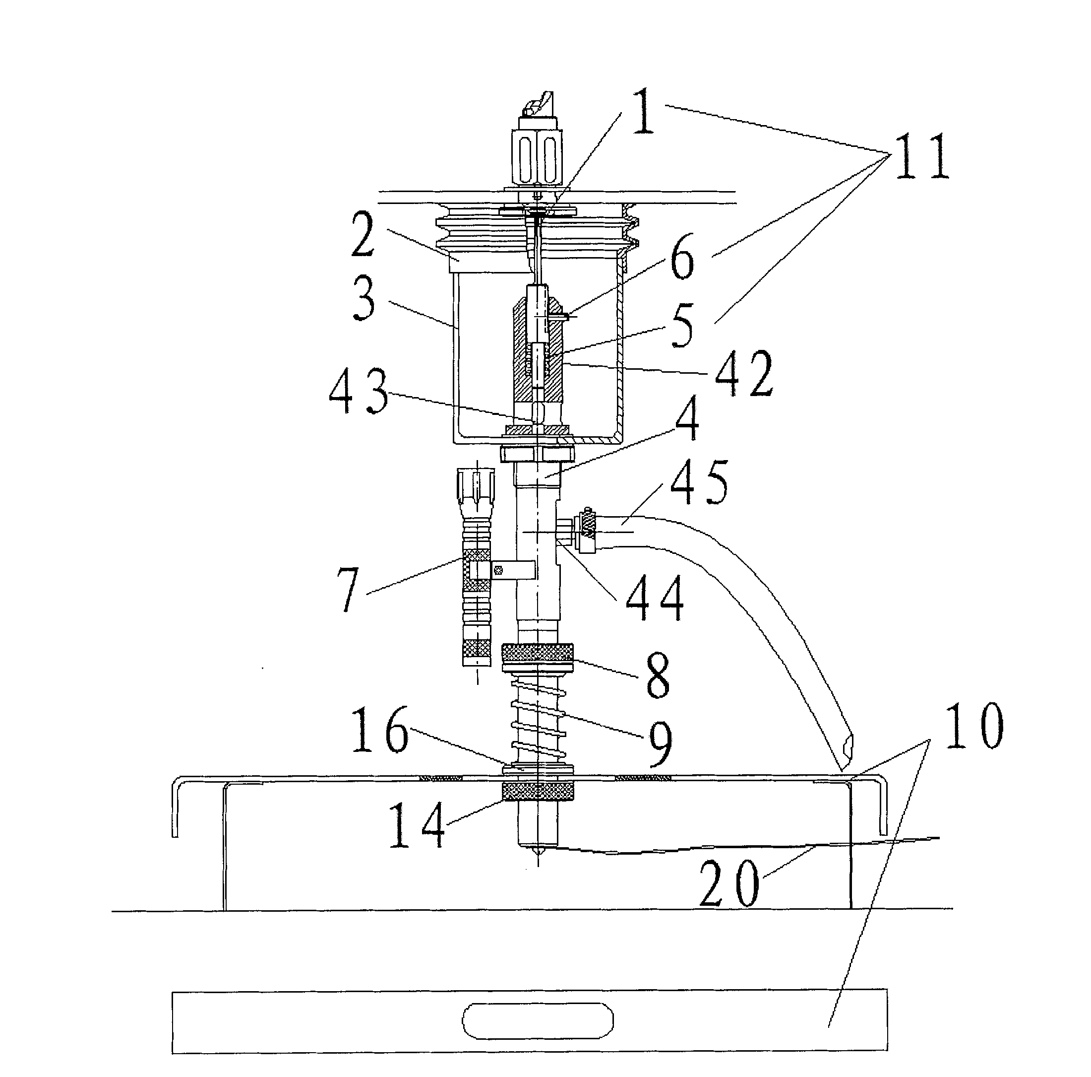 Airplane fuel precipitate discharging tool