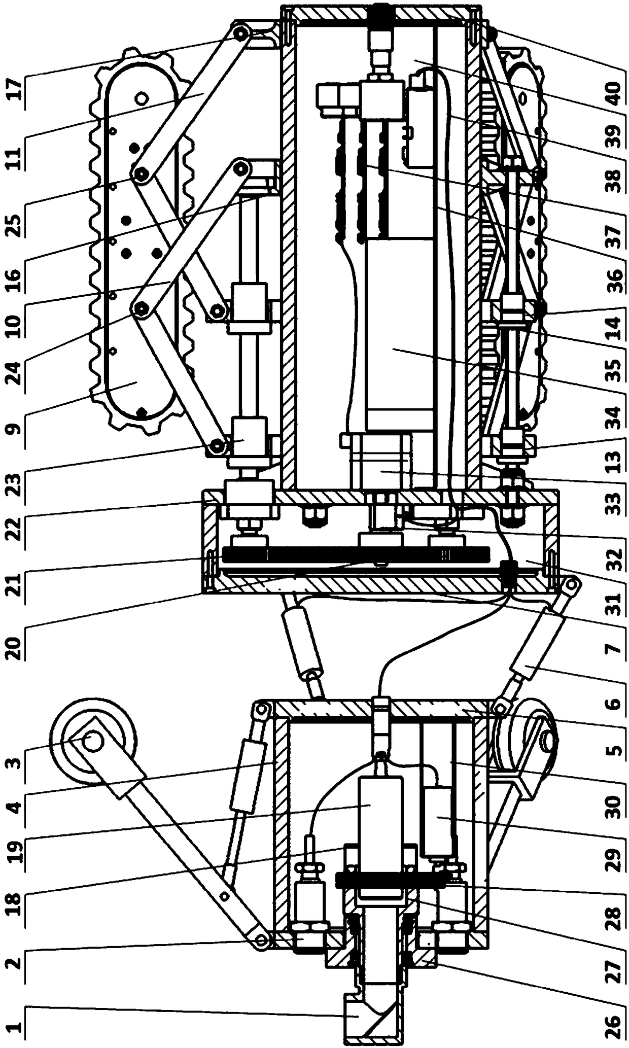 Circumferentially-distributed crawler wheel type pipeline detection robot capable of actively adapting to pipe diameter changes