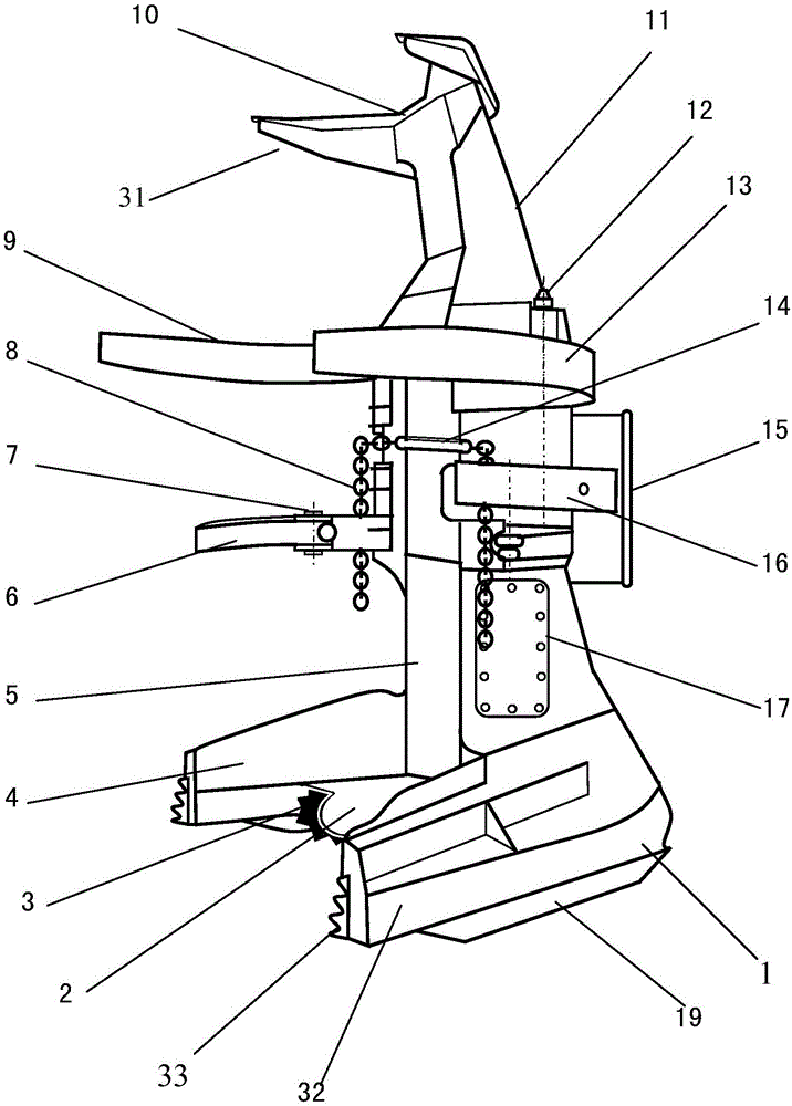 Felling and bundling device for miscellaneous shrubs in mountain forest