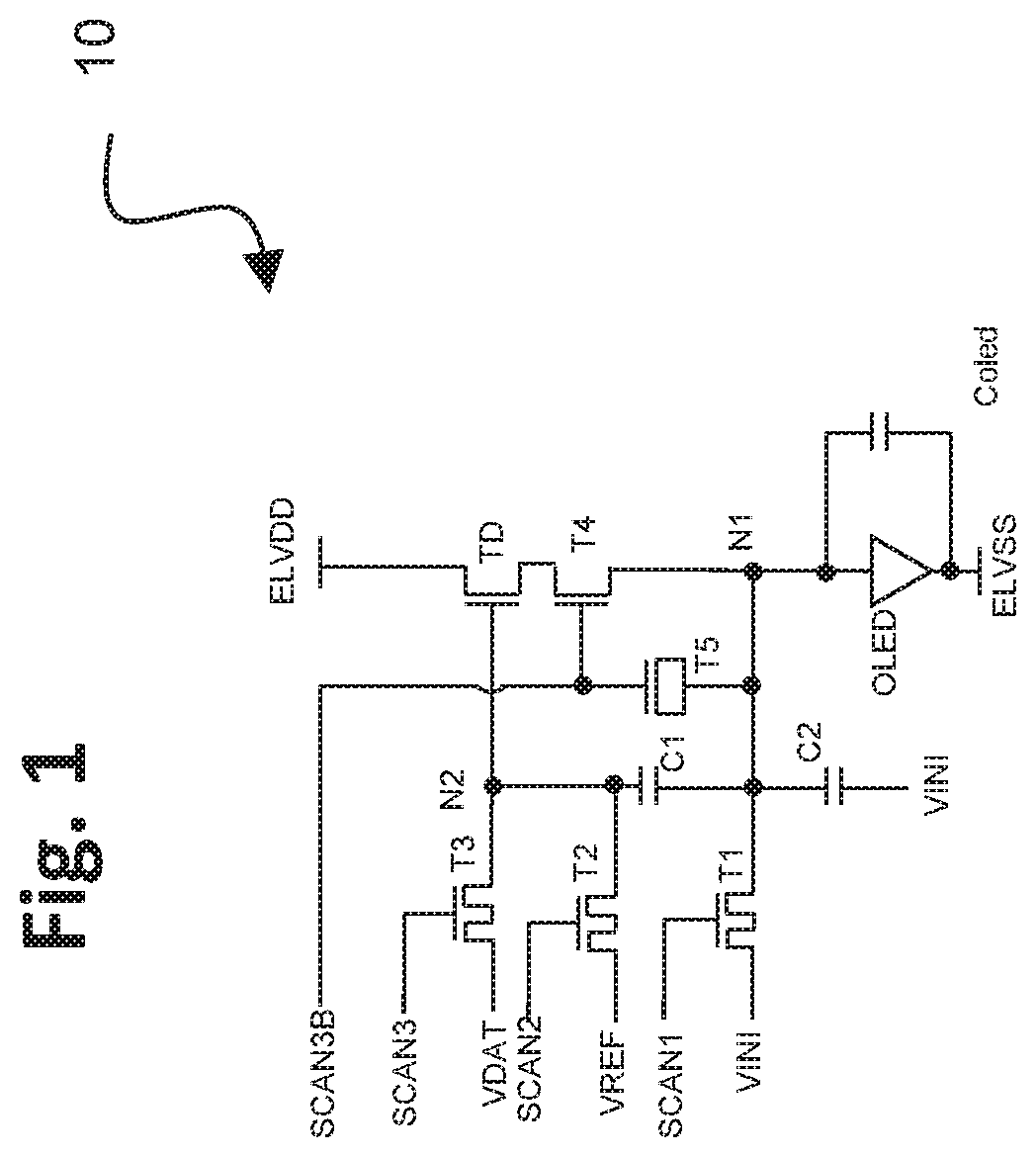 TFT pixel threshold voltage compensation circuit using a variable capacitor