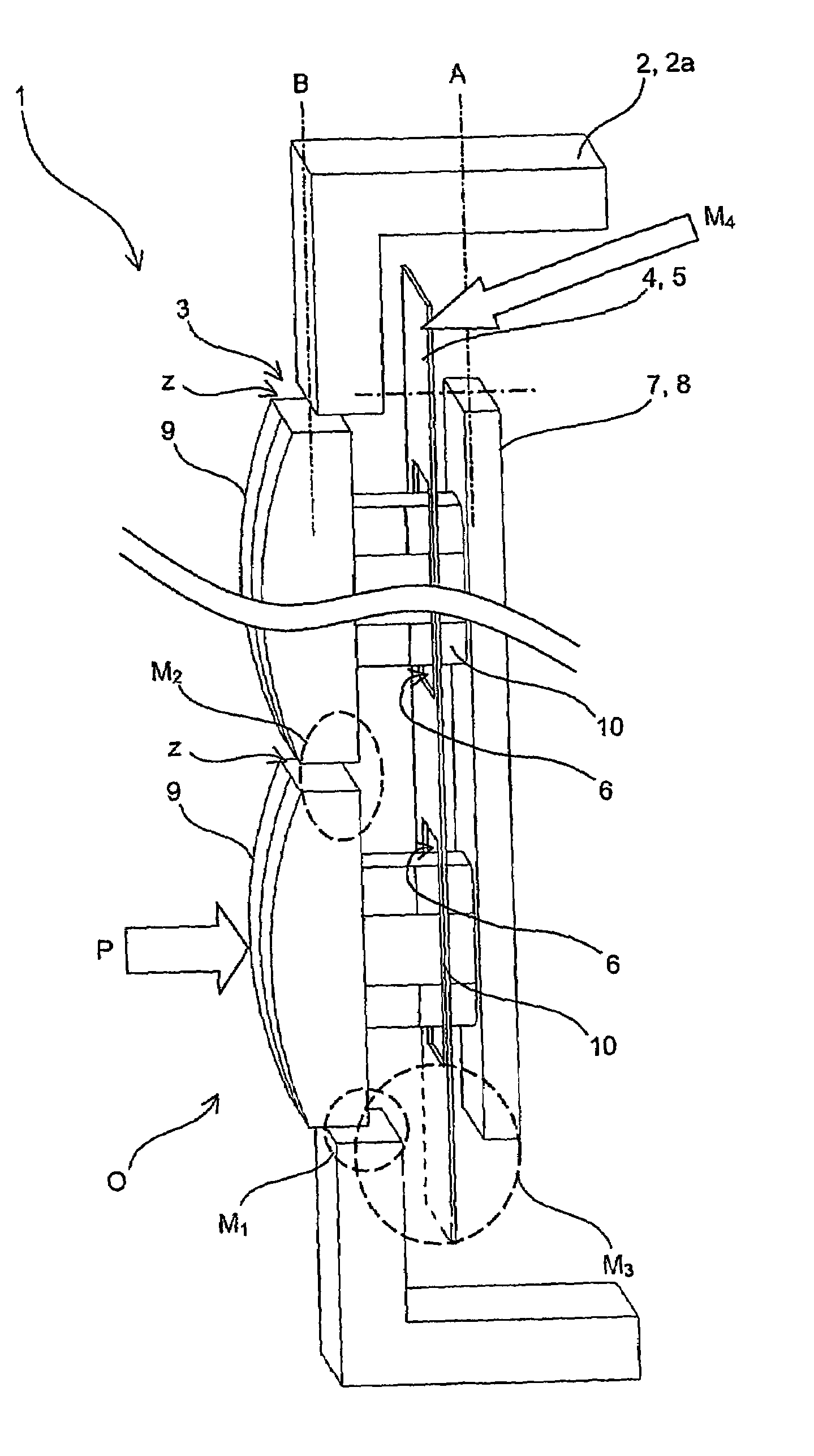 Input device, especially for a mobile telephone, module comprising an input device, mobile telephone and method for the production thereof