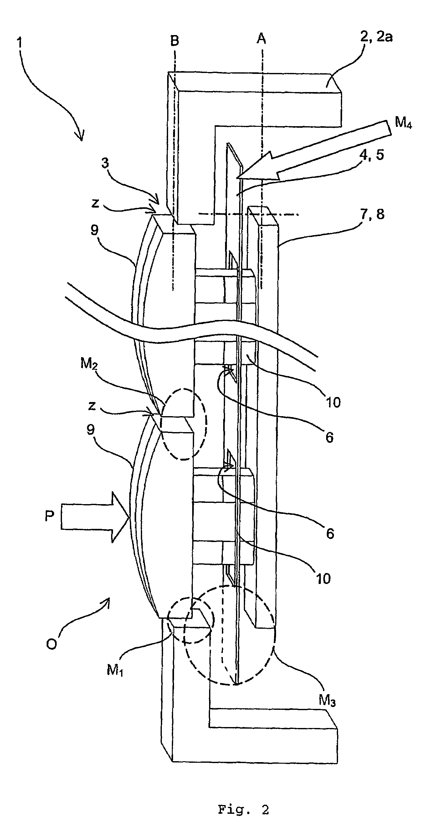 Input device, especially for a mobile telephone, module comprising an input device, mobile telephone and method for the production thereof