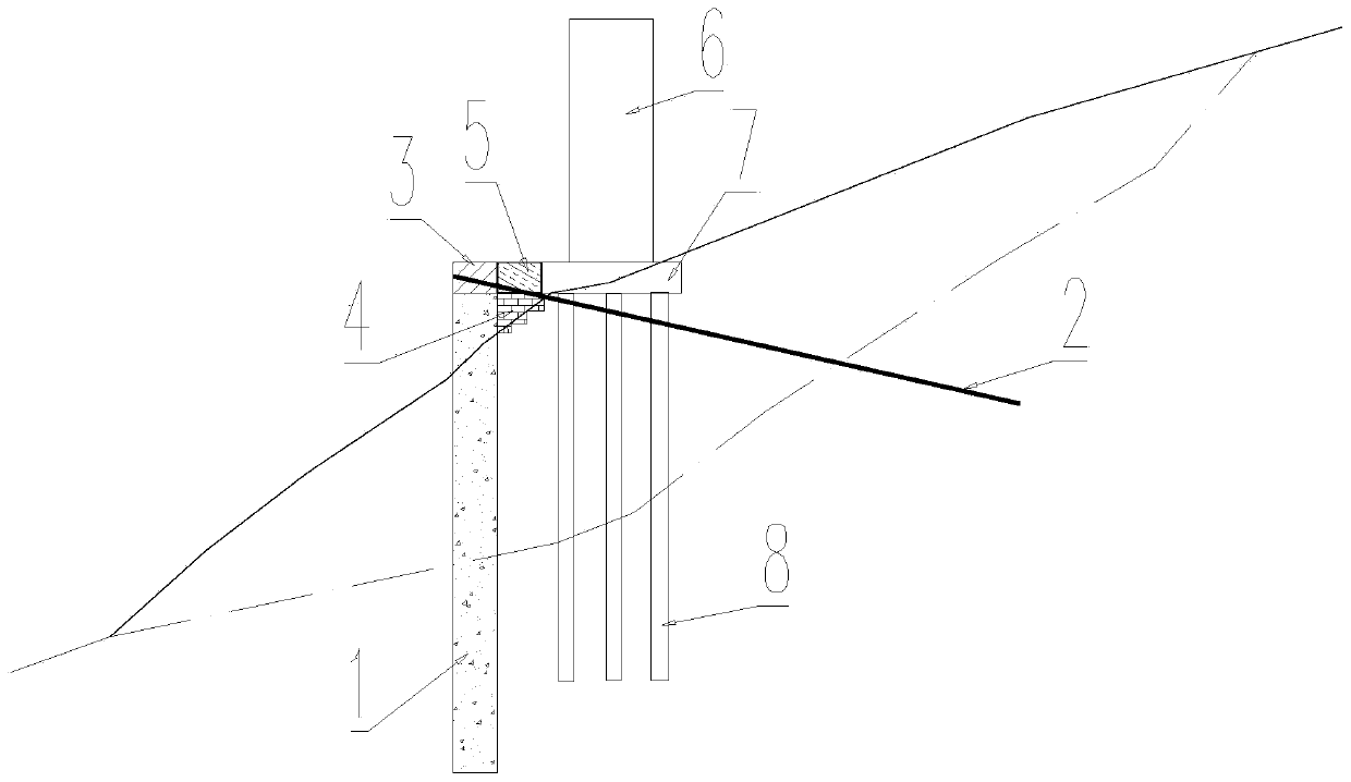 Slope terrain pier deformation repairing structure and repairing method