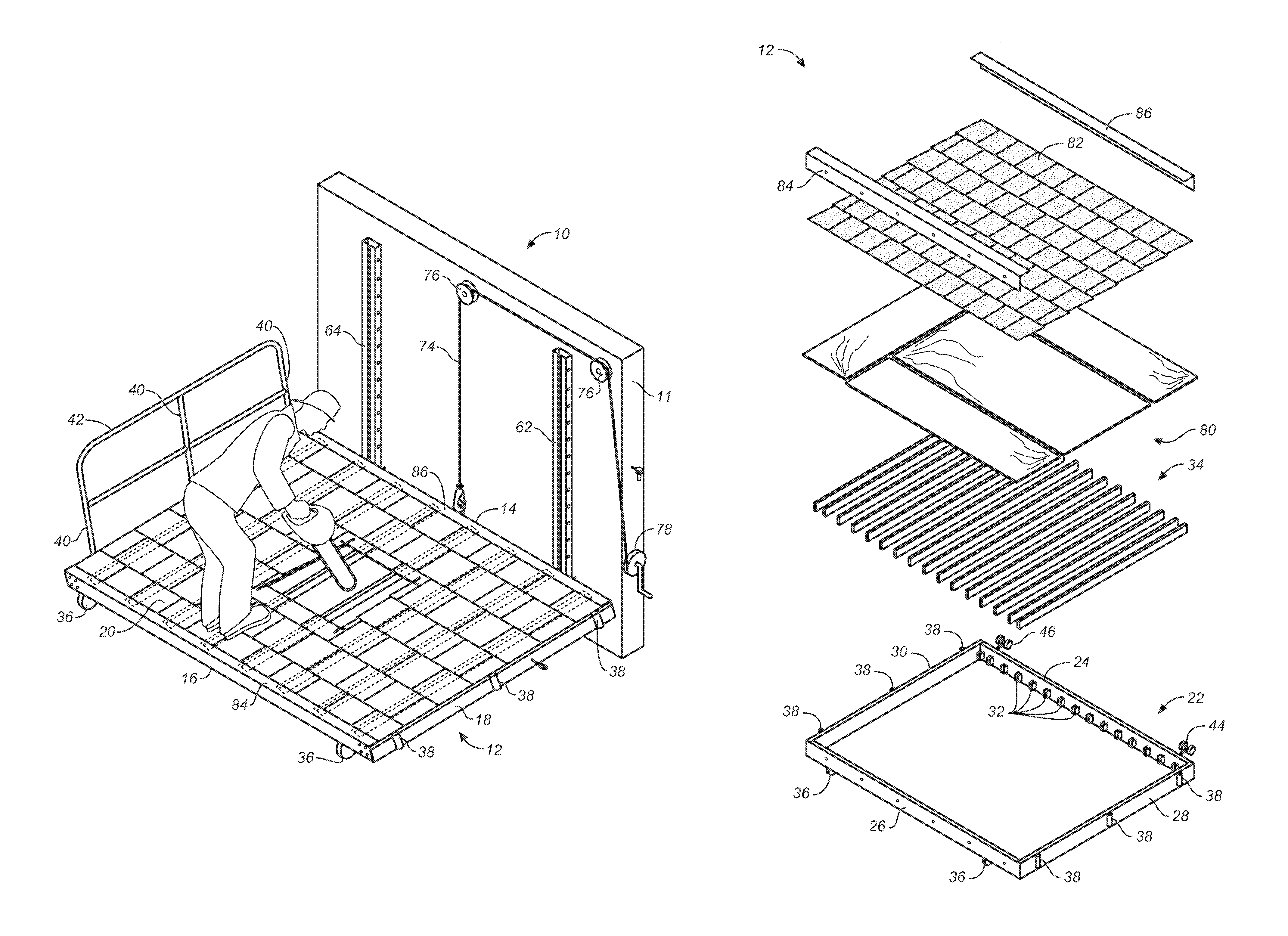 Adjustable pitch simulated roof for training firefighters in roof ventilation procedures