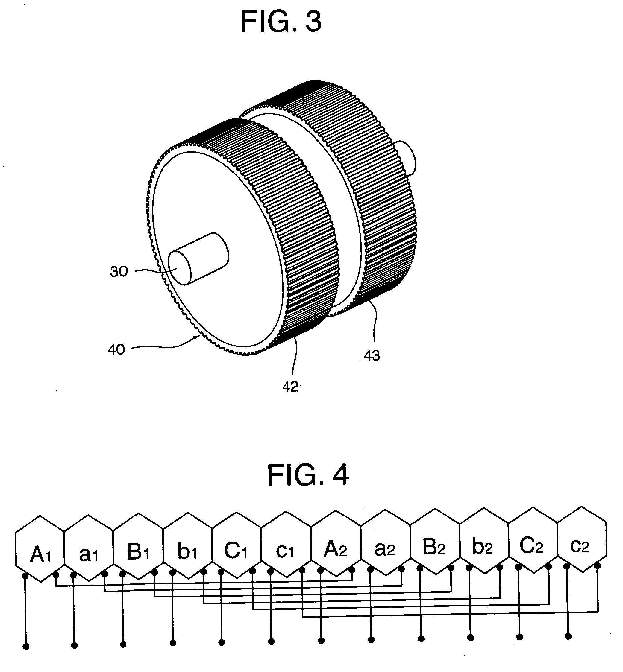 Hybrid type double three-phase electric rotating machine