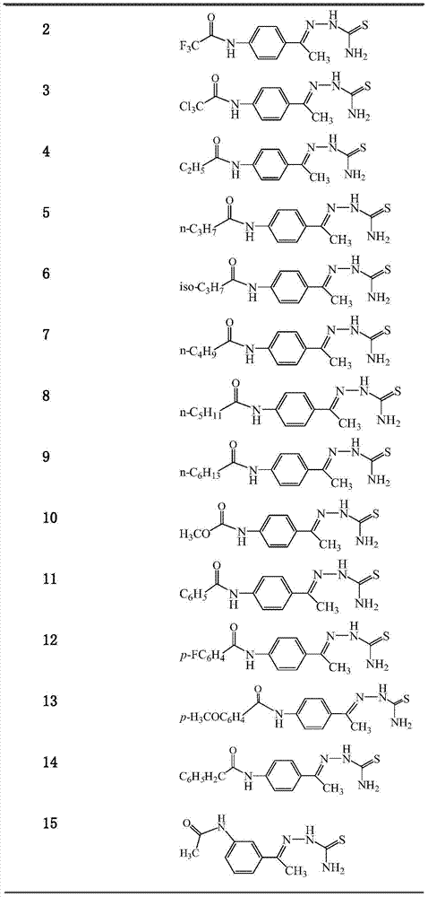 Aminoacetophenone thiosemicarbazone derivative and application thereof