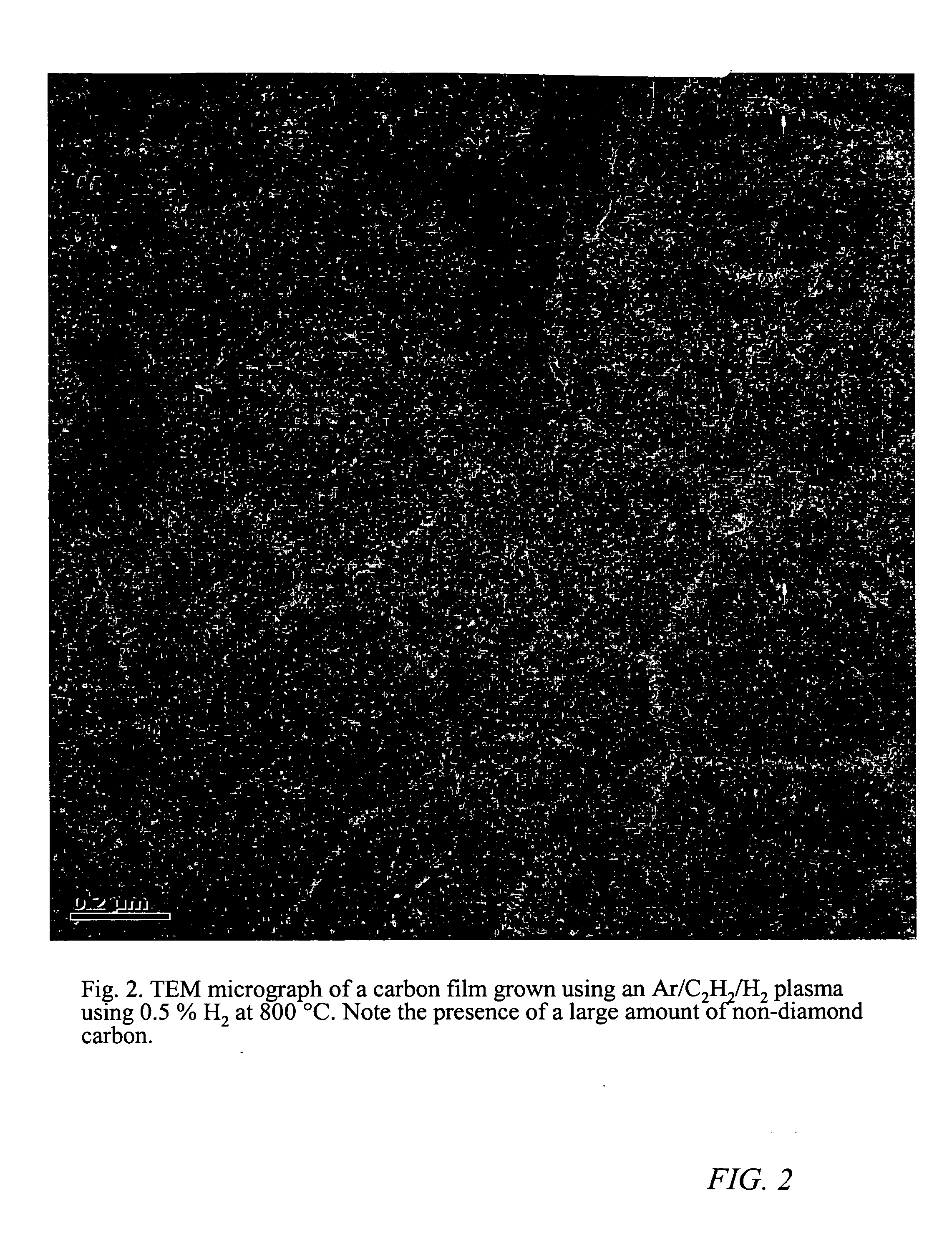 Method to grow carbon thin films consisting entirely of diamond grains 3-5 nm in size and high-energy grain boundaries