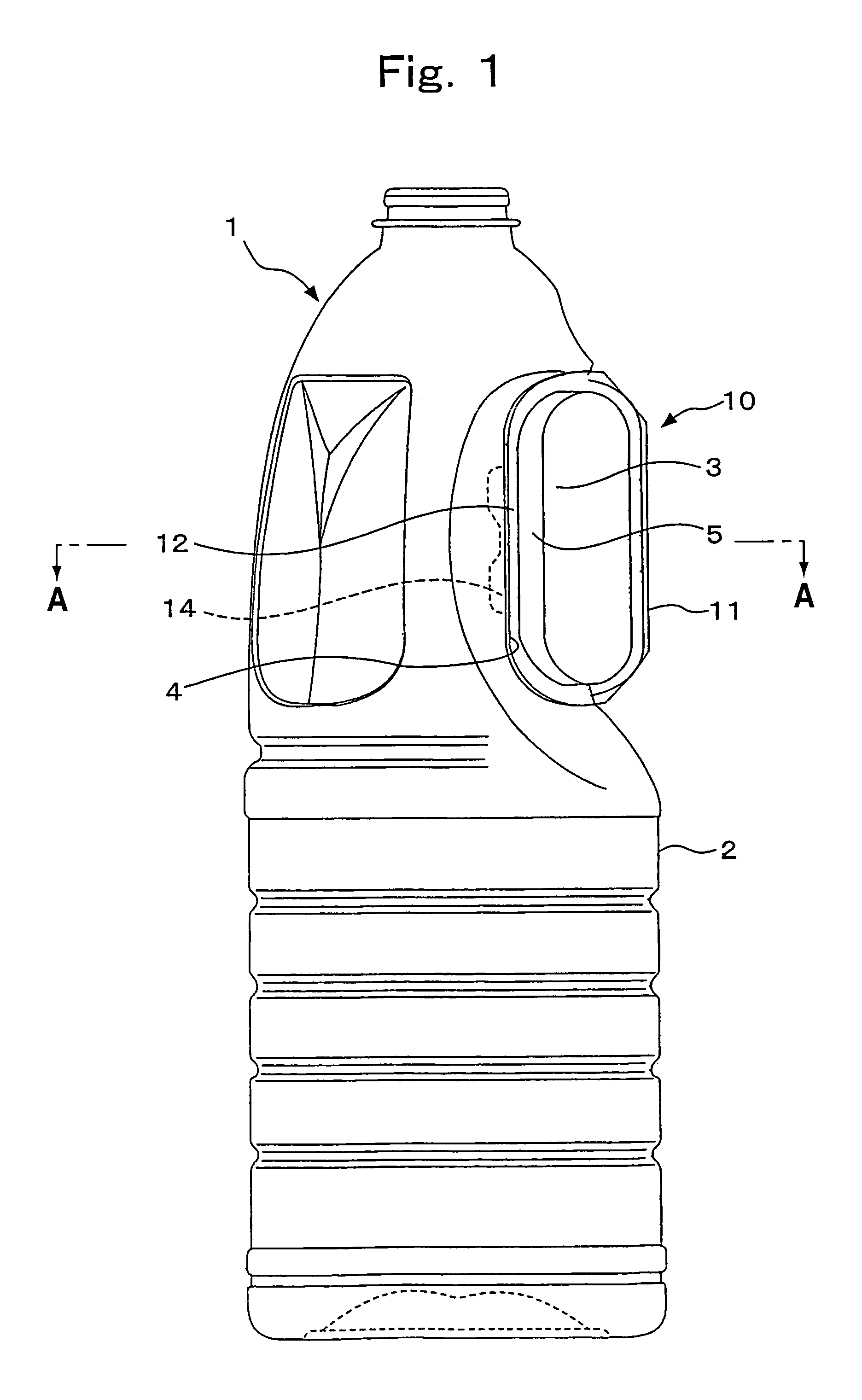 Synthetic resin bottle with a handle