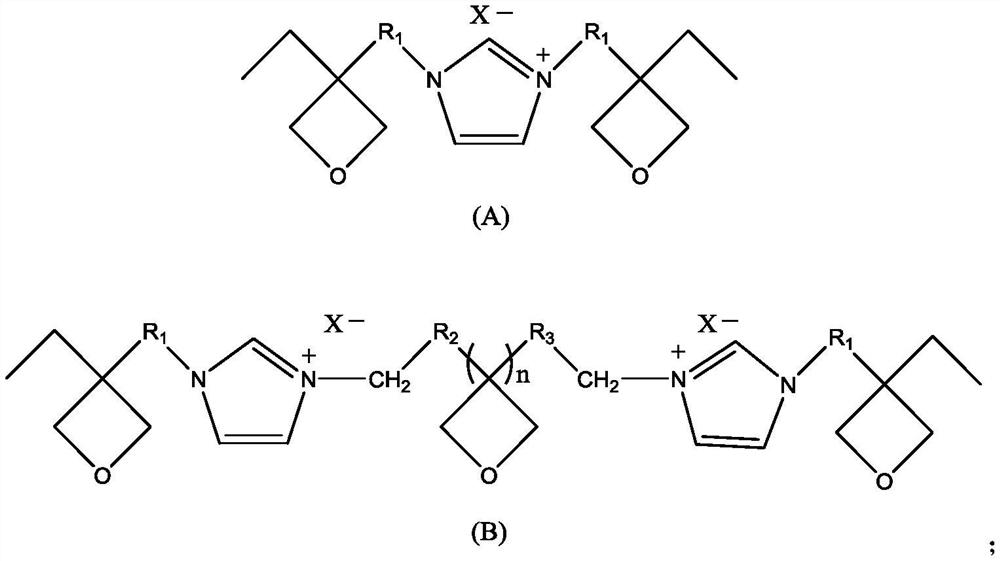 Ionic liquid containing cationic polymerizable group as well as preparation method and application of ionic liquid