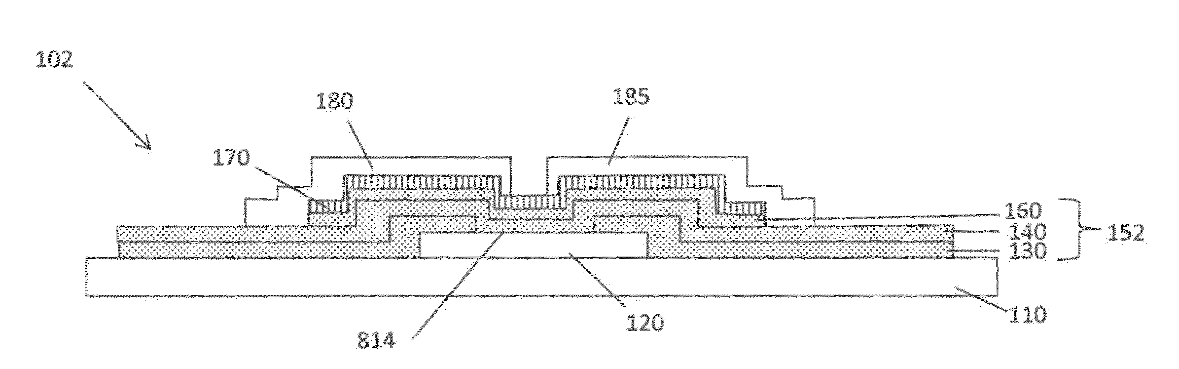 TFT substrate with variable dielectric thickness