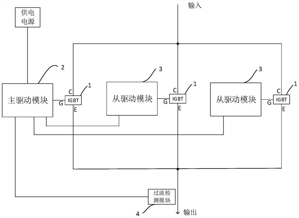 Direct-current high-voltage super-power IGBT short-circuit protection circuit